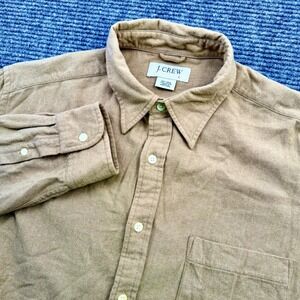 Vintage‎ J Crew Wool Blend Button Up Shirt Flannel Men's Large L/S Camel Brown